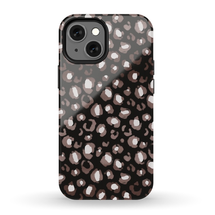 iPhone 13 mini StrongFit Brown leopard spots pattern by Oana 