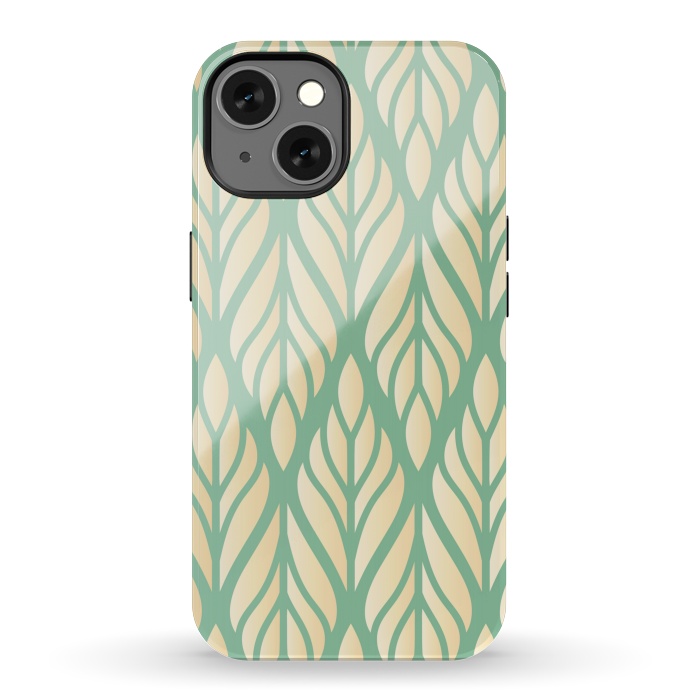 iPhone 13 StrongFit offwhite green leaf pattern by MALLIKA