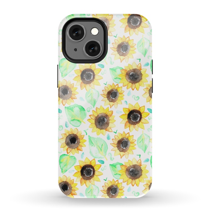 iPhone 13 mini StrongFit Cheerful Watercolor Sunflowers by Tangerine-Tane