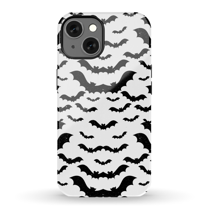 iPhone 13 StrongFit Black star dust flying bats Halloween pattern by Oana 