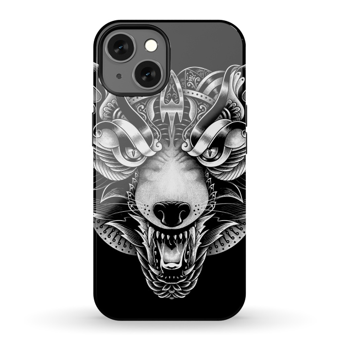 iPhone 13 StrongFit Angry Wolf Ornate by Afif Quilimo
