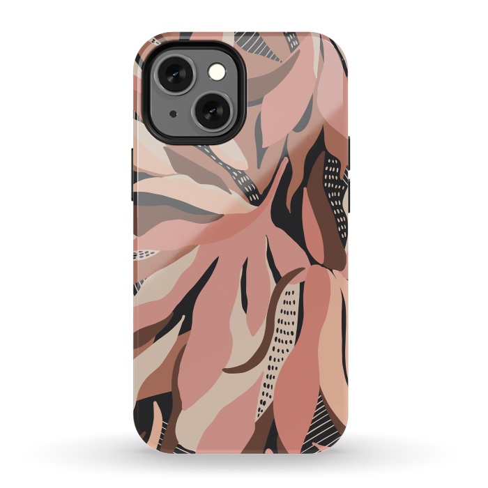 iPhone 13 mini StrongFit Abstract pink leaves I by Mmartabc