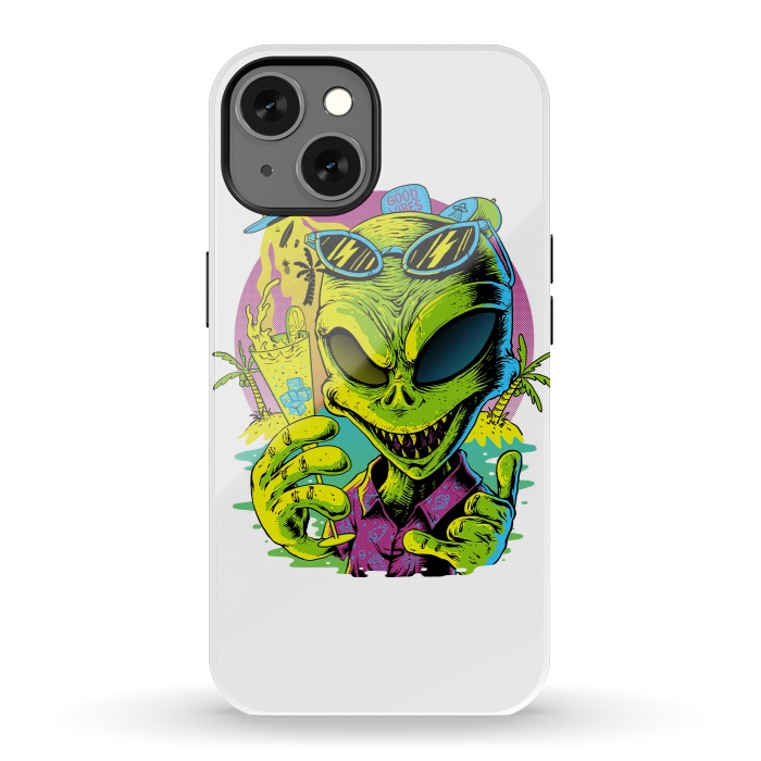 iPhone 13 StrongFit Alien Summer Vibes (White) by Afif Quilimo