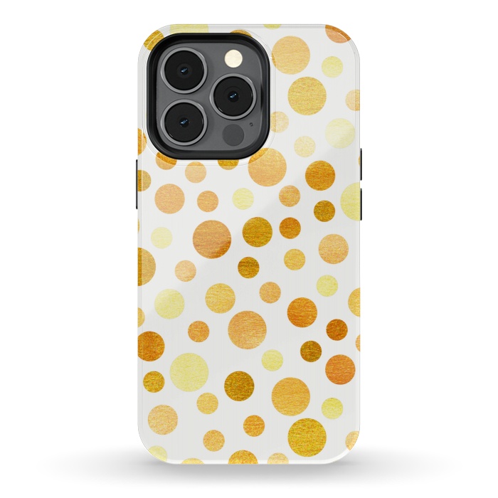 iPhone 13 pro StrongFit Gold Polka Dots  by Tigatiga