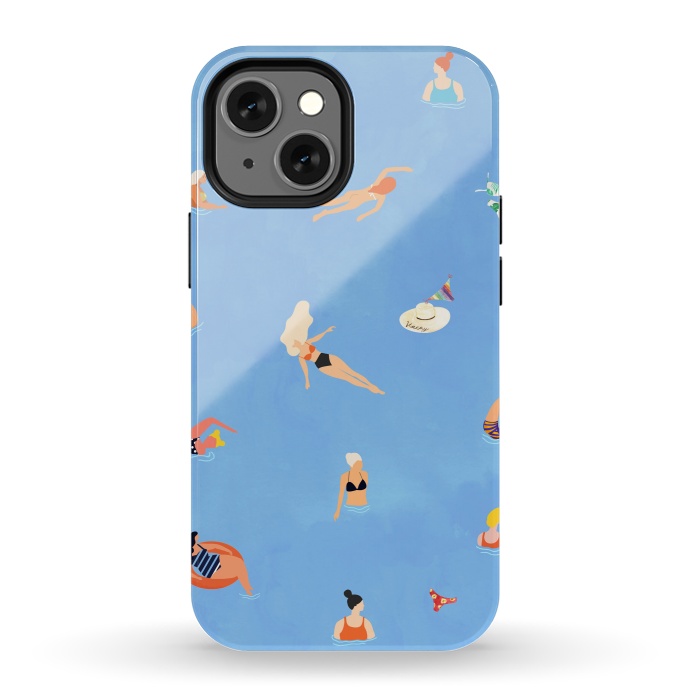 iPhone 13 mini StrongFit Summer Weekend in The Ocean Watercolor Swim Painting | Travel People Chic Eclectic Boho Fun by Uma Prabhakar Gokhale