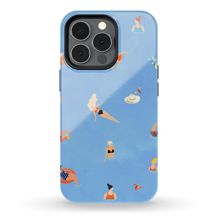 iPhone 13 pro StrongFit Summer Weekend in The Ocean Watercolor Swim Painting | Travel People Chic Eclectic Boho Fun by Uma Prabhakar Gokhale