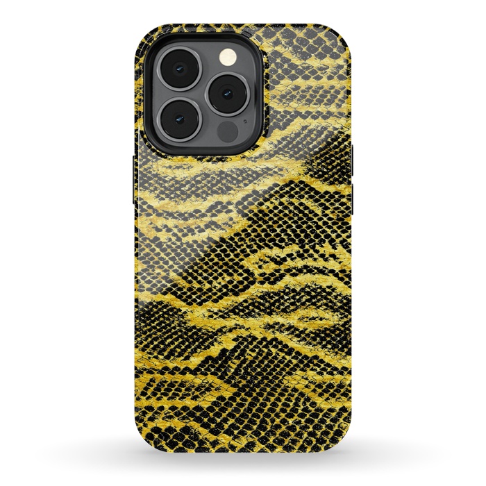iPhone 13 pro StrongFit Black and Gold Snake Skin II by Art Design Works