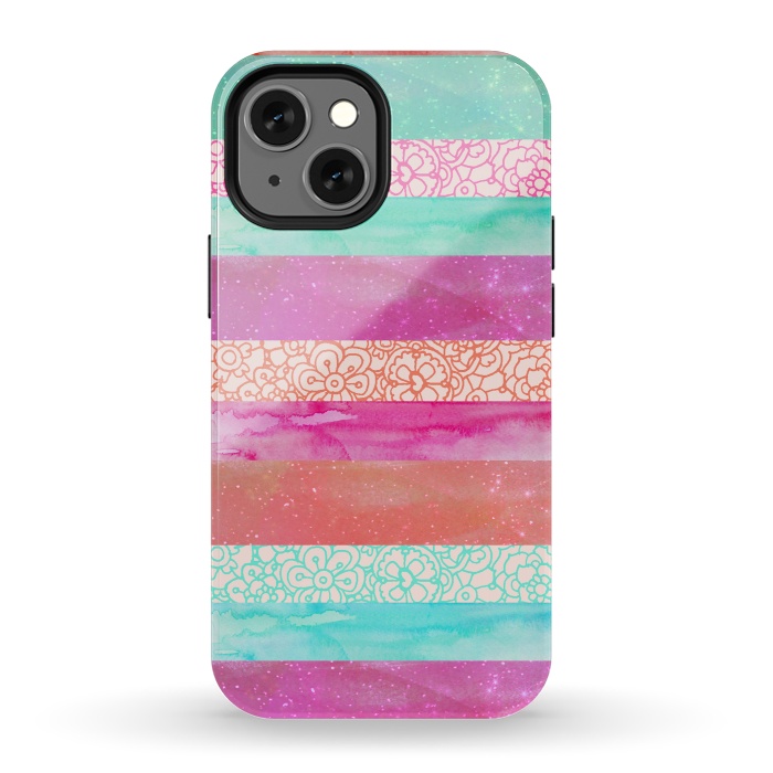 iPhone 13 mini StrongFit Tropical Stripes by Tangerine-Tane
