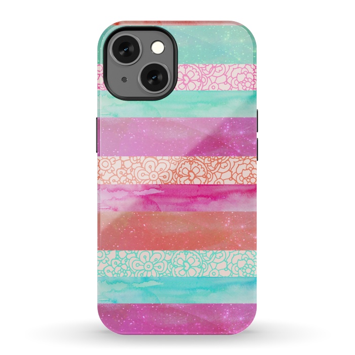 iPhone 13 StrongFit Tropical Stripes by Tangerine-Tane