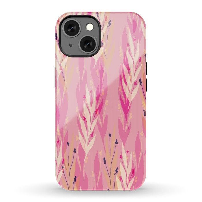 iPhone 13 StrongFit pink leaf pattern by MALLIKA