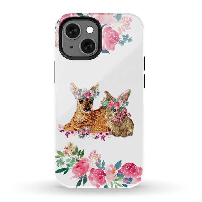 iPhone 13 mini StrongFit Flower Friends Fawn Bunny Basic by Monika Strigel