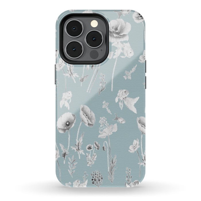 iPhone 13 pro StrongFit Fishes & Garden-Powder Blue by ''CVogiatzi.