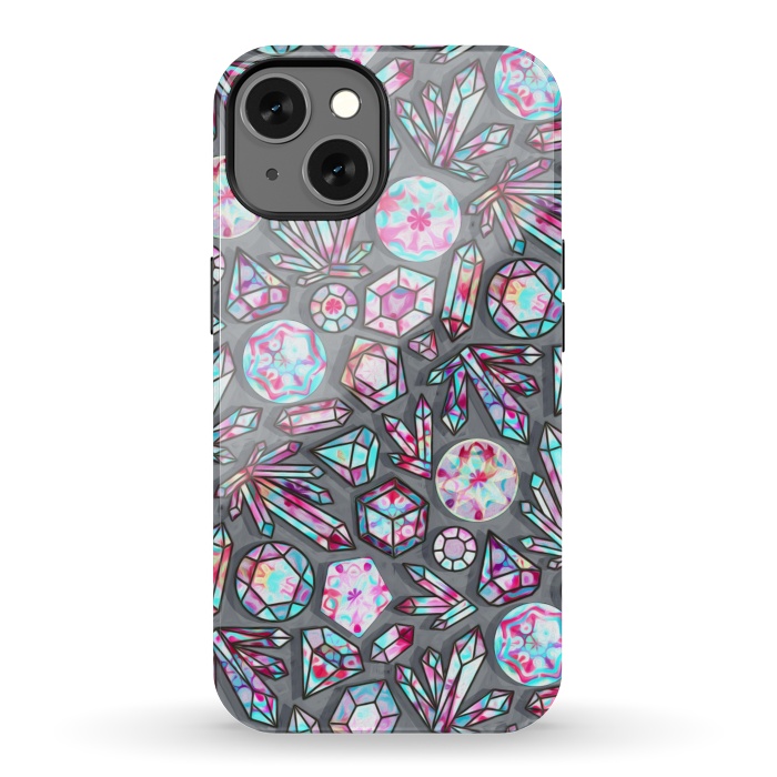 iPhone 13 StrongFit Kaleidoscope Crystals - Grey  by Tigatiga