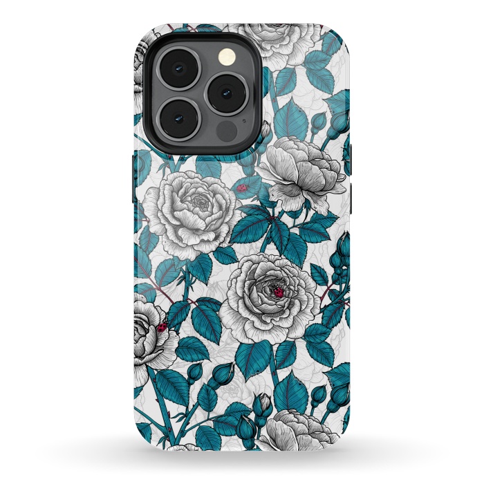 iPhone 13 pro StrongFit  White roses and ladybugs by Katerina Kirilova