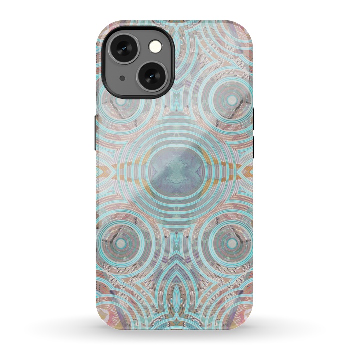 iPhone 13 StrongFit Pastel playful African inspired circle sketch pattern by Oana 