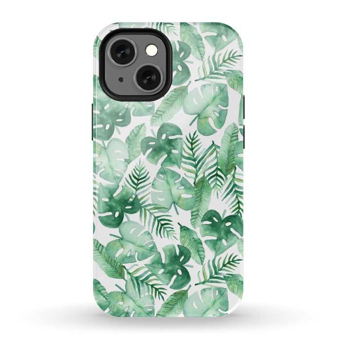 iPhone 13 mini StrongFit Tropical Jungle on White by Tangerine-Tane