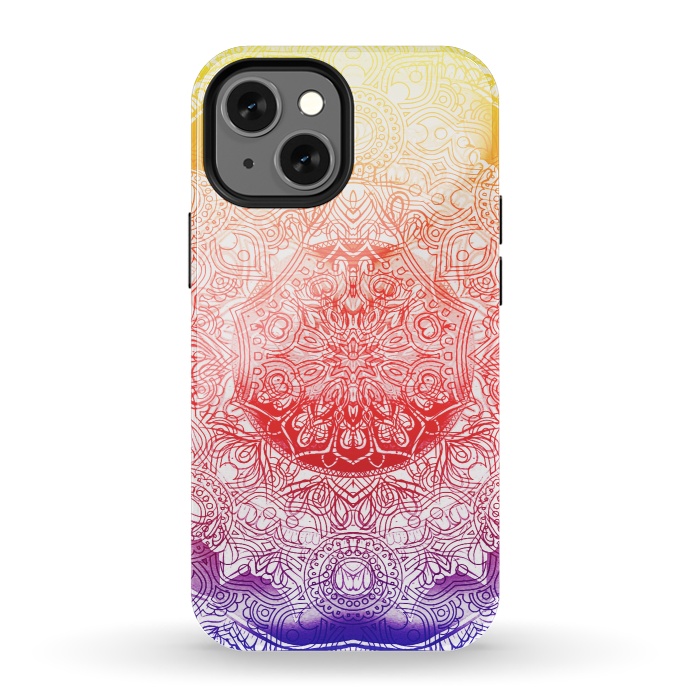 iPhone 13 mini StrongFit Vibrant rainbow mandala by Oana 
