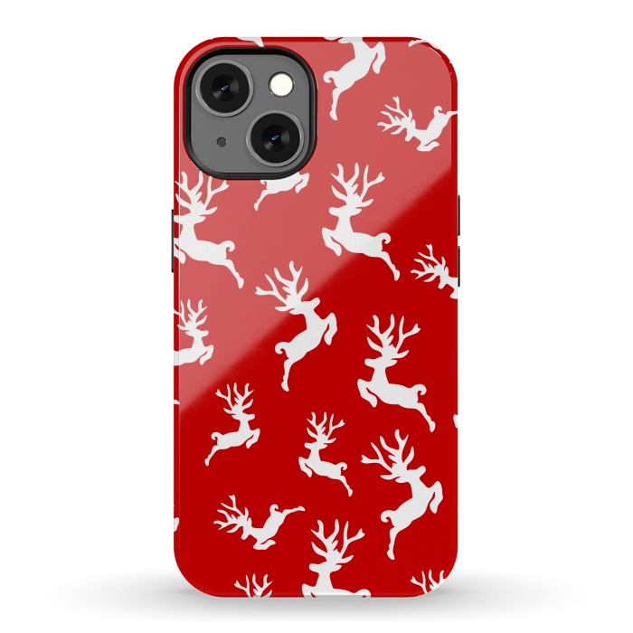 iPhone 13 StrongFit white christmas deer by MALLIKA