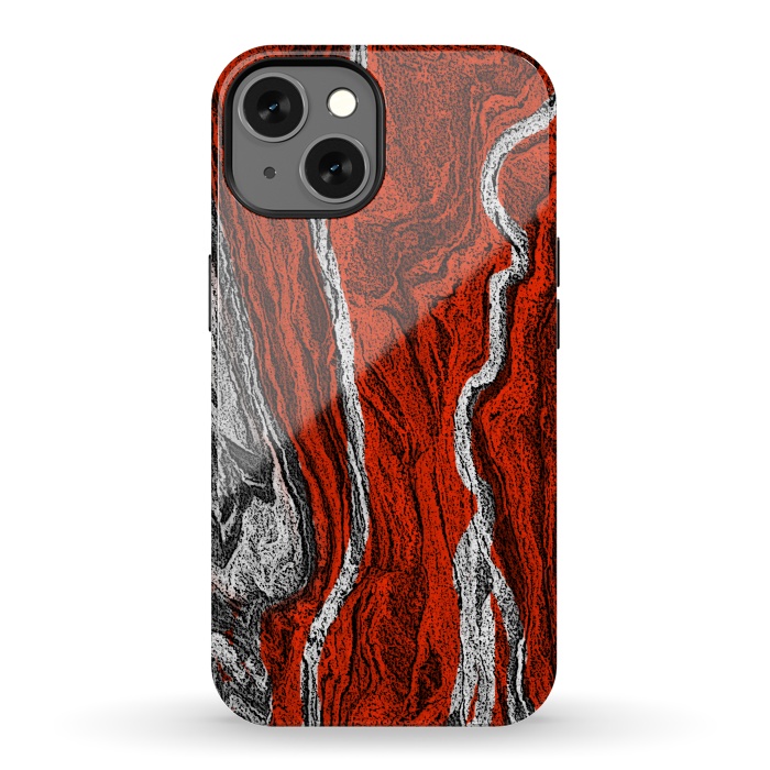 iPhone 13 StrongFit Red and white marble texture design by Josie