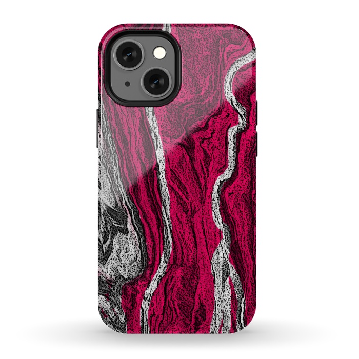 iPhone 13 mini StrongFit Pink and white marble textured design by Josie