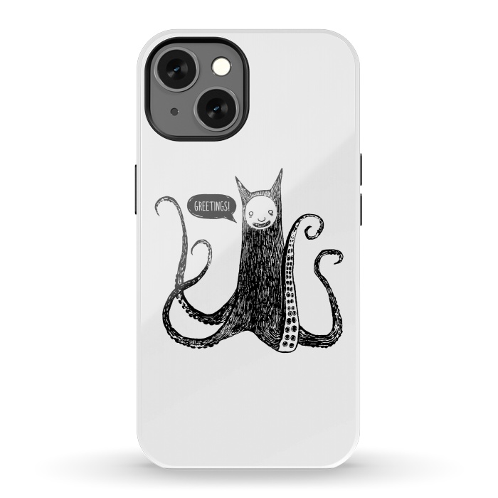 iPhone 13 StrongFit Greetings from the kraken cat by Laura Nagel