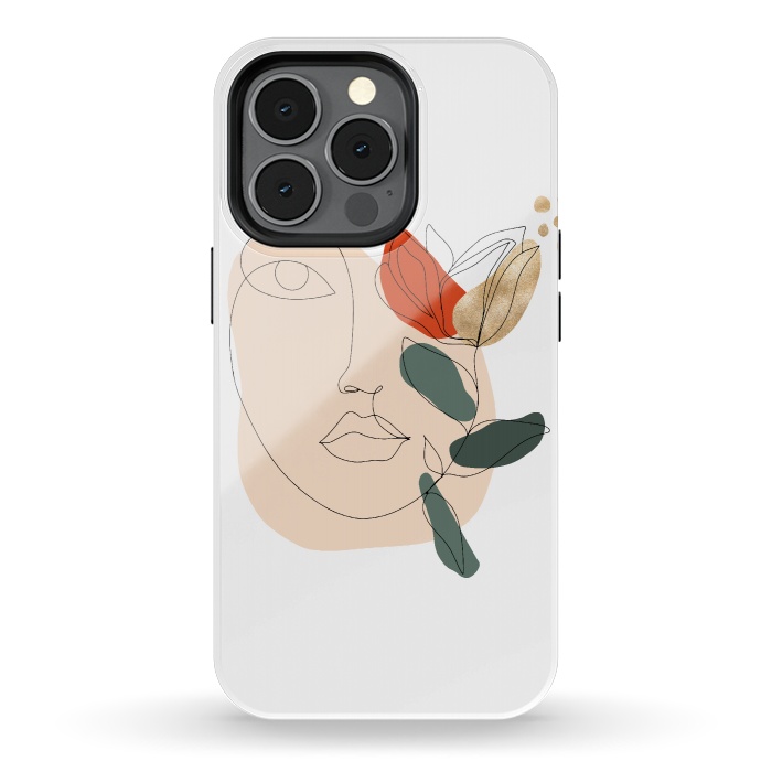 iPhone 13 pro StrongFit Lineart Face Floral  by DaDo ART