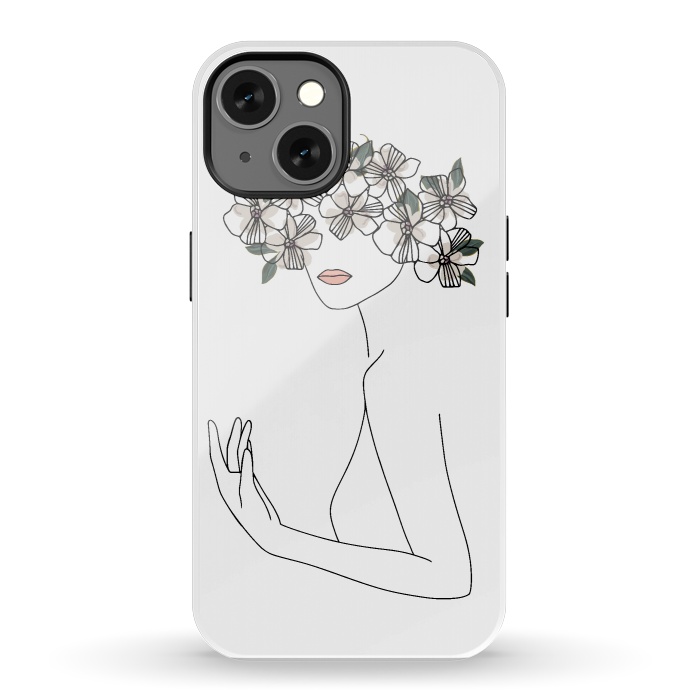 iPhone 13 StrongFit Lineart - Nymph Girl Floral by DaDo ART