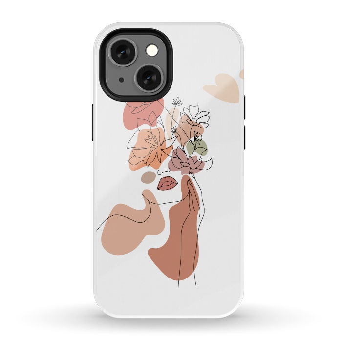 iPhone 13 mini StrongFit Lineart Girl With Flowers by DaDo ART