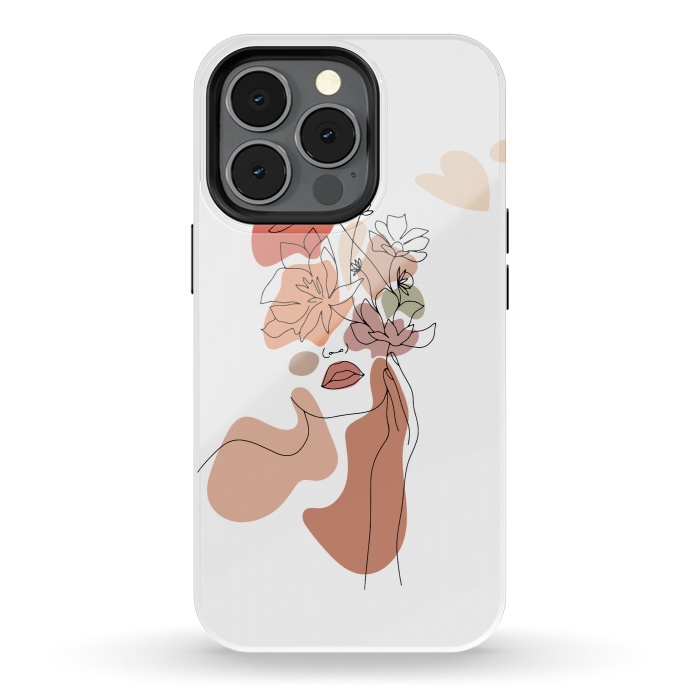 iPhone 13 pro StrongFit Lineart Girl With Flowers by DaDo ART