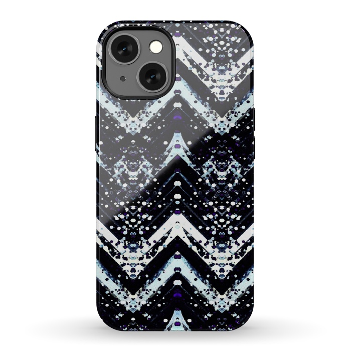 iPhone 13 StrongFit Snowy mountains zigzag ethnic pattern by Oana 