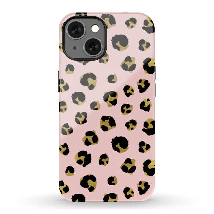 iPhone 13 StrongFit Pink and gold leopard by Julia Badeeva