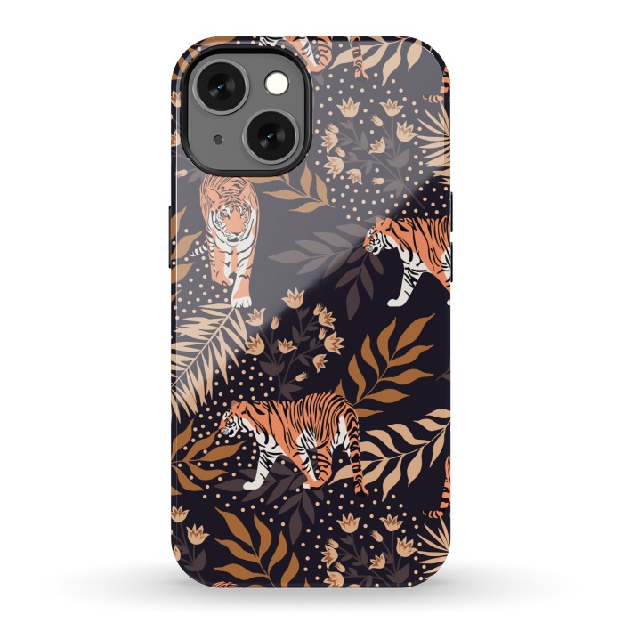 iPhone 13 StrongFit Tigers. Purple pattern by Julia Badeeva