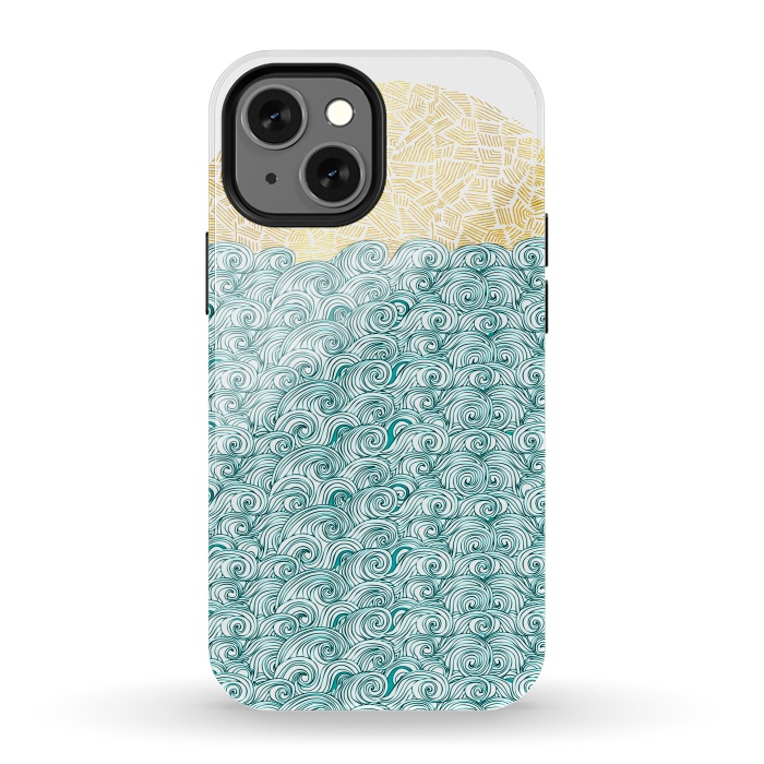 iPhone 13 mini StrongFit Tribal Sea and Ocean by Pom Graphic Design
