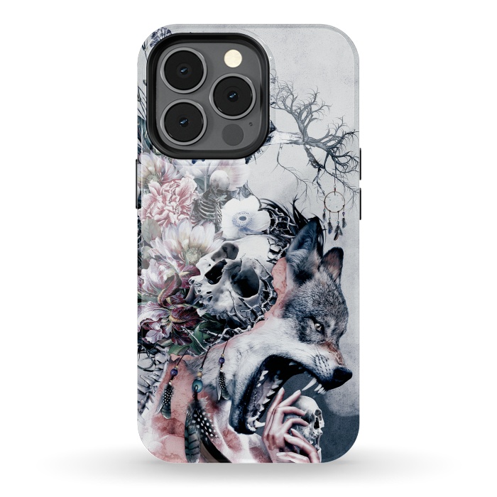 iPhone 13 pro StrongFit Wolf and Skulls by Riza Peker