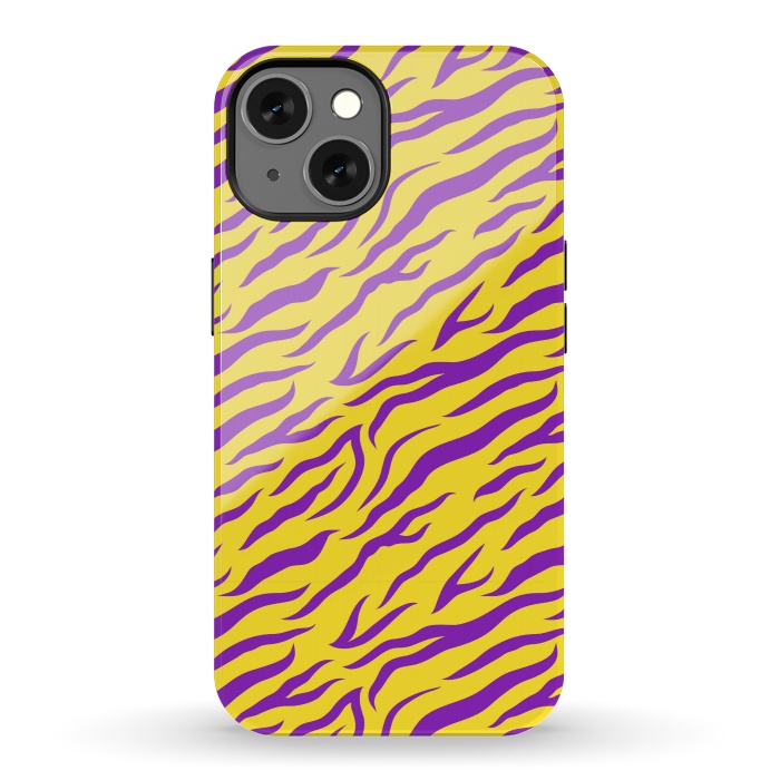 iPhone 13 StrongFit PURPLE YELLOW ANIMAL PRINT by MALLIKA