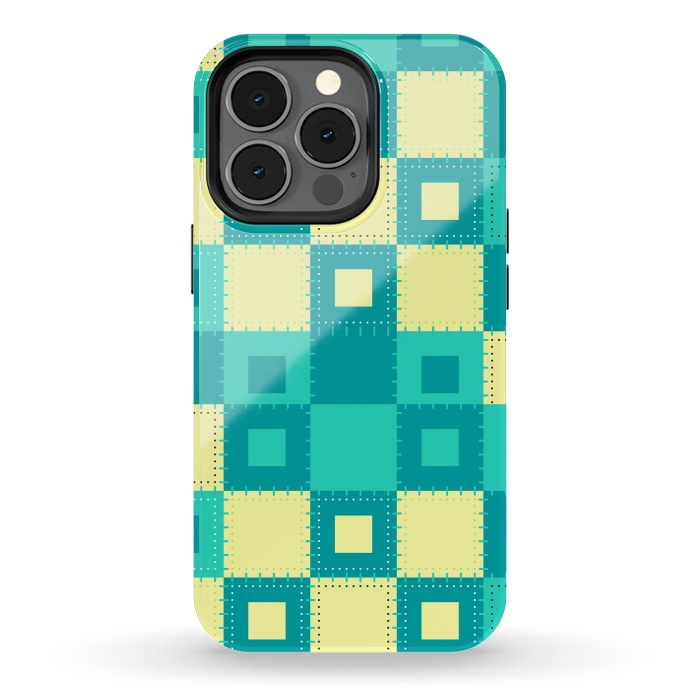 iPhone 13 pro StrongFit blue yellow patchwork by MALLIKA