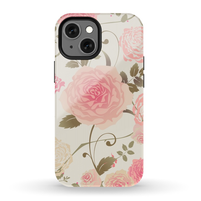 iPhone 13 mini StrongFit PINK ROSES PATTERN by MALLIKA