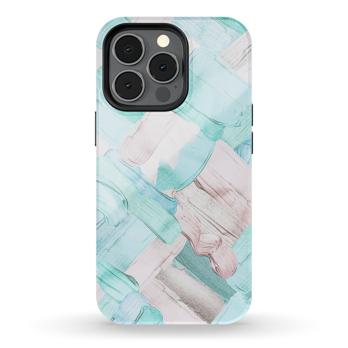 iPhone 13 pro StrongFit Blush Teal Acrylic Thick Brush Strokes Pattenr by  Utart