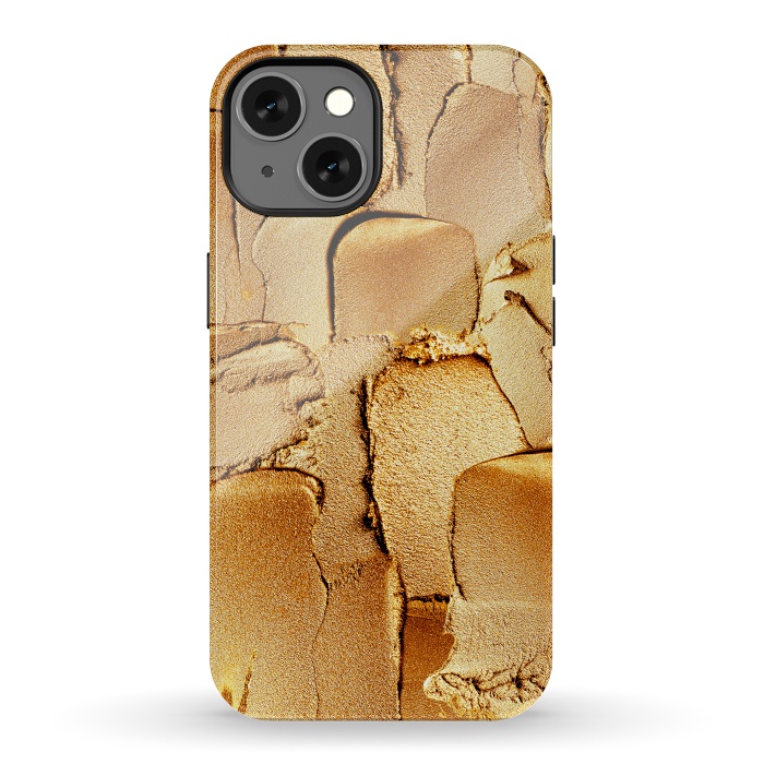 iPhone 13 StrongFit Faux Gold Acrylic Brush Strokes by  Utart