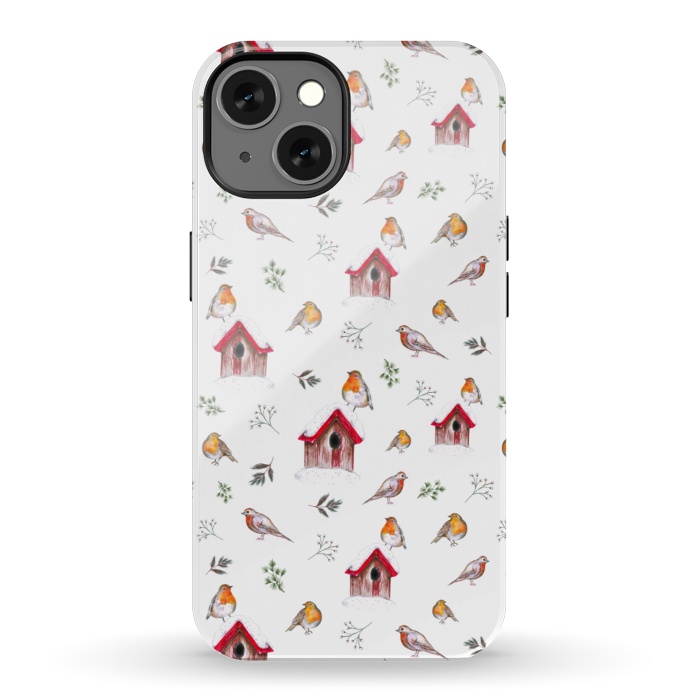 iPhone 13 StrongFit Cute Winter Robins by Negin Mf