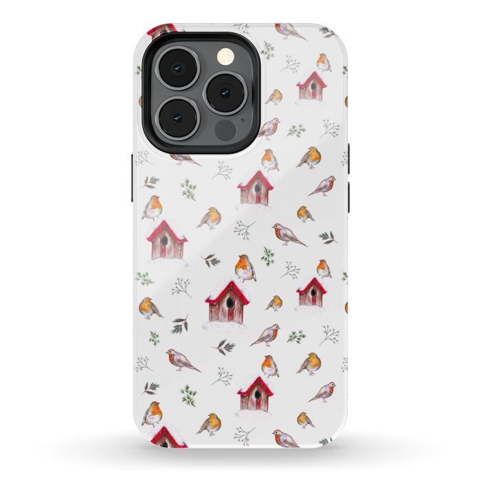 iPhone 13 pro StrongFit Cute Winter Robins by Negin Mf