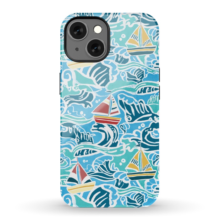 iPhone 13 StrongFit Sailboats & Waves by Tangerine-Tane