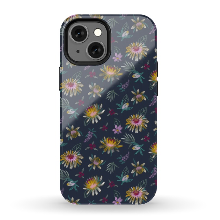 iPhone 13 mini StrongFit Blue Floral by Tishya Oedit