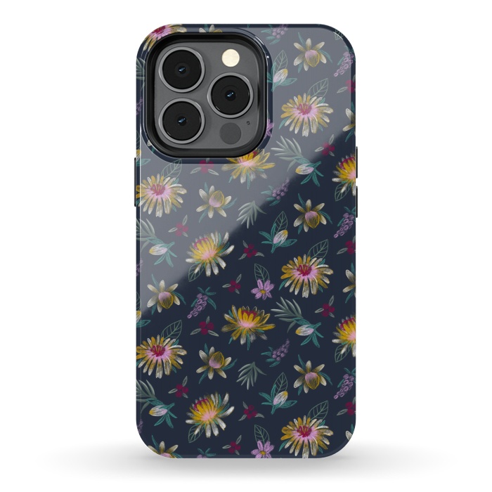 iPhone 13 pro StrongFit Blue Floral by Tishya Oedit
