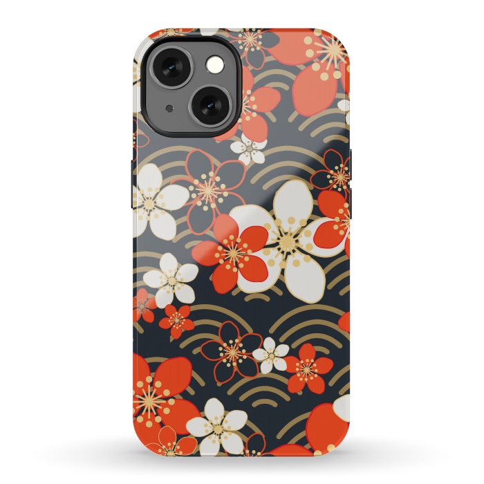 iPhone 13 StrongFit white floral ethnic pattern 2  by MALLIKA