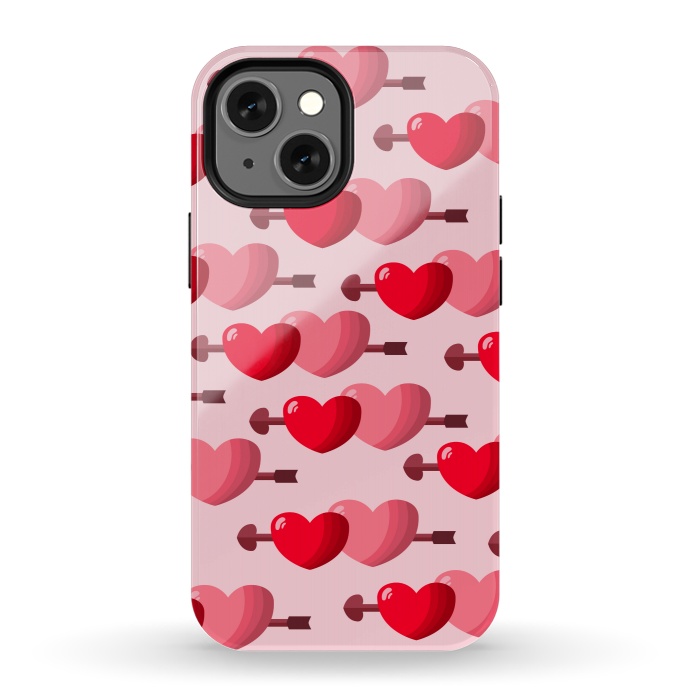 iPhone 13 mini StrongFit pink red hearts pattern by MALLIKA