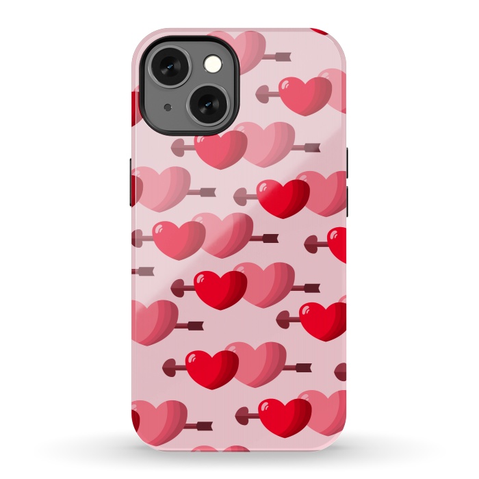 iPhone 13 StrongFit pink red hearts pattern by MALLIKA