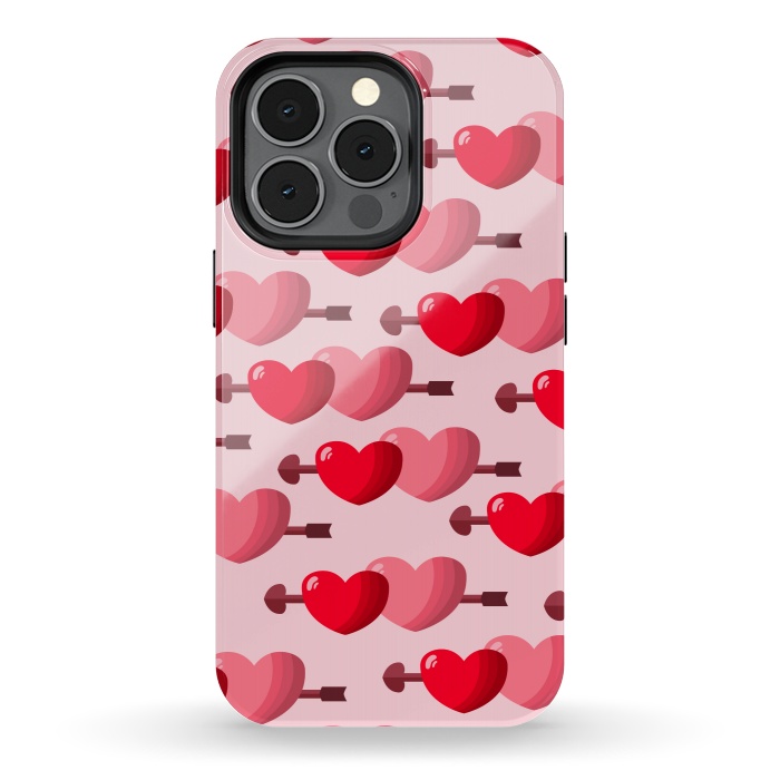 iPhone 13 pro StrongFit pink red hearts pattern by MALLIKA