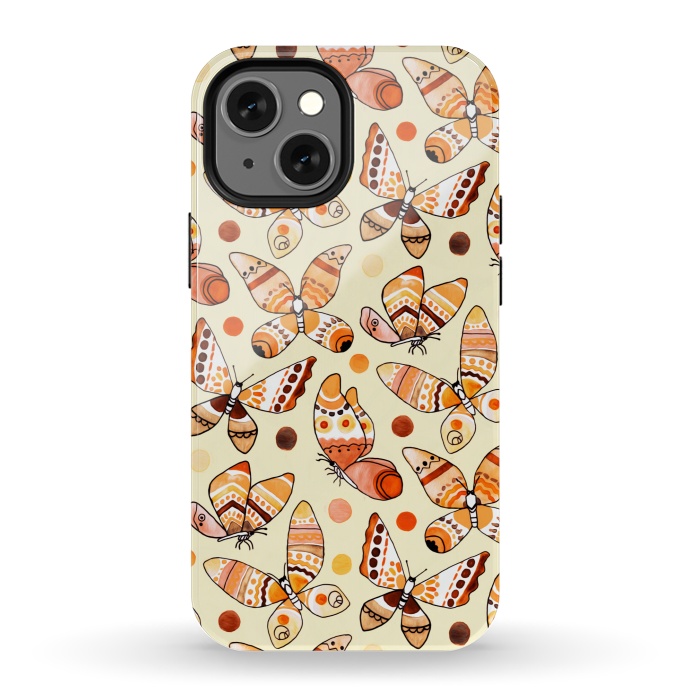 iPhone 13 mini StrongFit Earth Toned Watercolor Butterflies  by Tigatiga