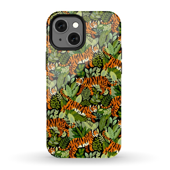 iPhone 13 mini StrongFit Bangel Tiger Jungle  by Tigatiga